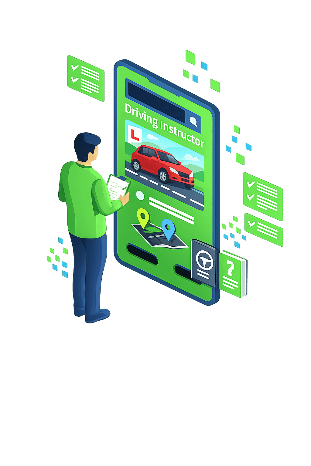Driving instructor website illustration